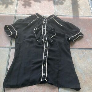 Sheer Black Women's Top with White Trim